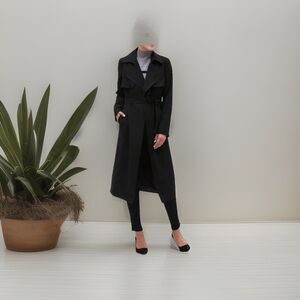 Banana Republic Soft Trench Coat Black  SZ M P NWOT
